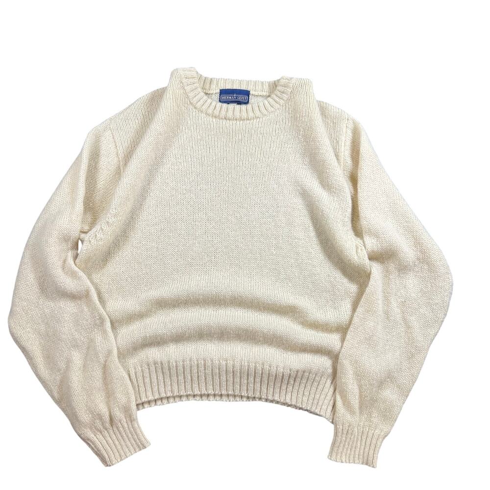 Herman Geist Women's Yellow Sweater 100% Shetland Wool Size XL